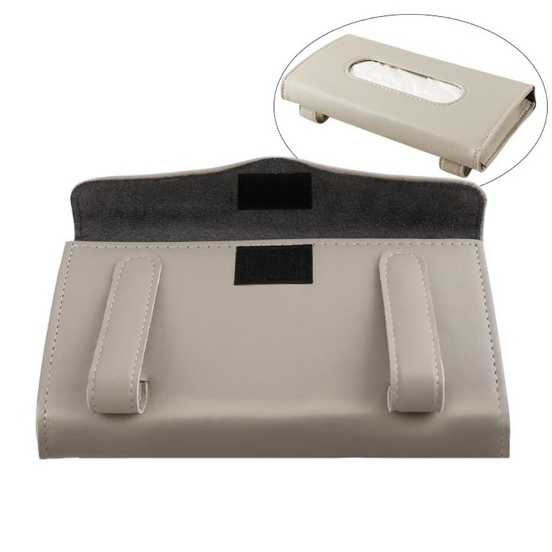 PU Leather Car Tissue Box Sun Visor Hanging Block Towel Napkin Holder Organizer Storage Bag Paper R 3