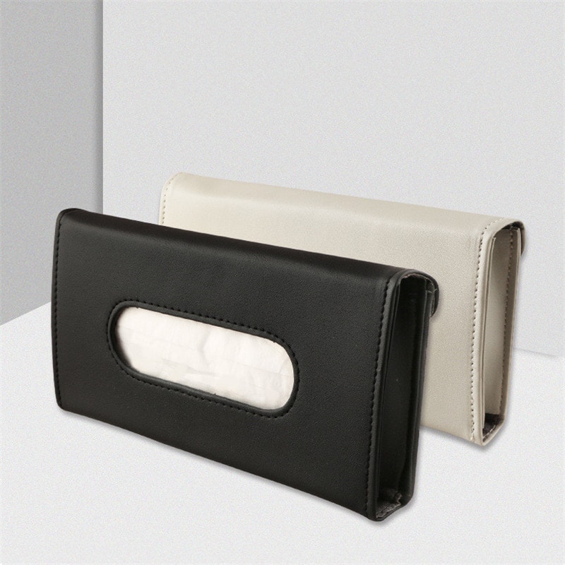 PU Leather Car Tissue Box Sun Visor Hanging Block Towel Napkin Holder Organizer Storage Bag Paper R 5