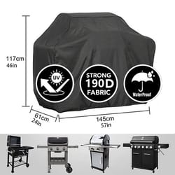 durable bbq gas grill cover, uv protective, fits weber char-broil, black furniture cover
