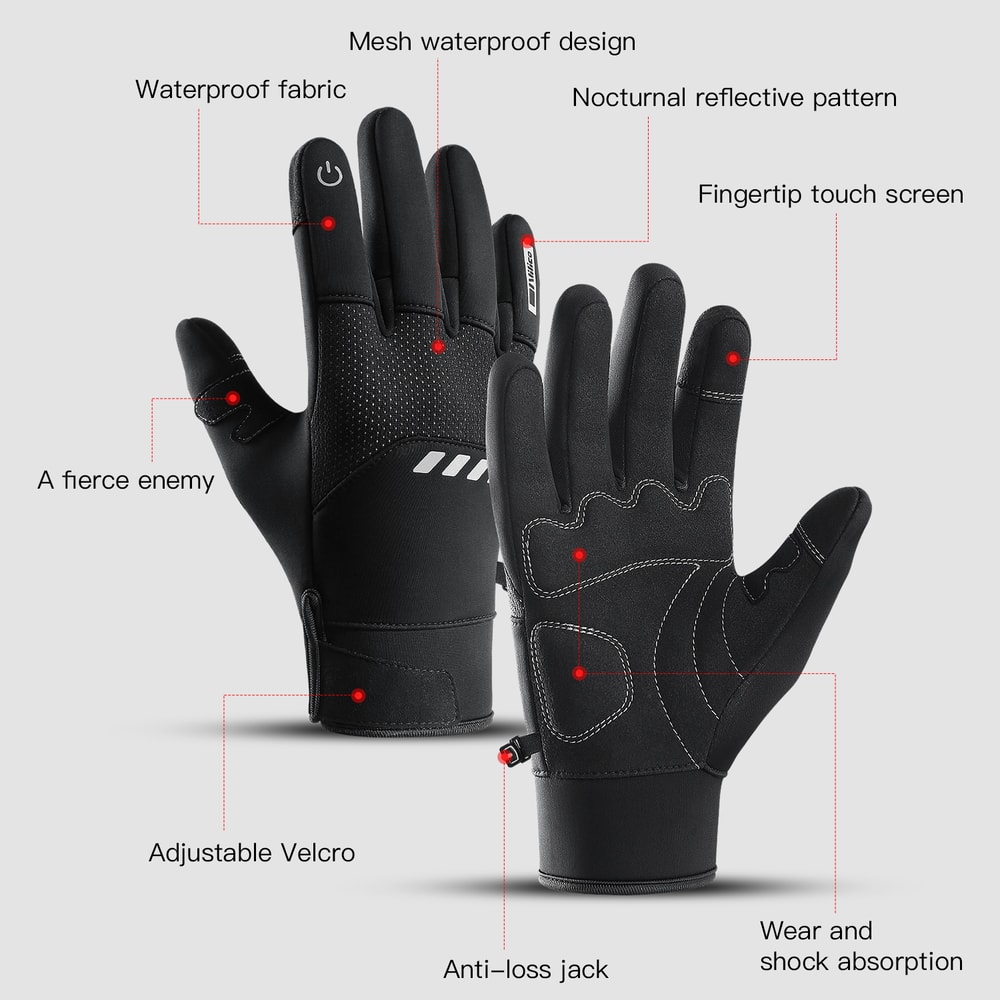 Winter Waterproof Cycling Gloves For Men Outdoor Sports Running Motorcycle Ski Touch Screen Fleece 3
