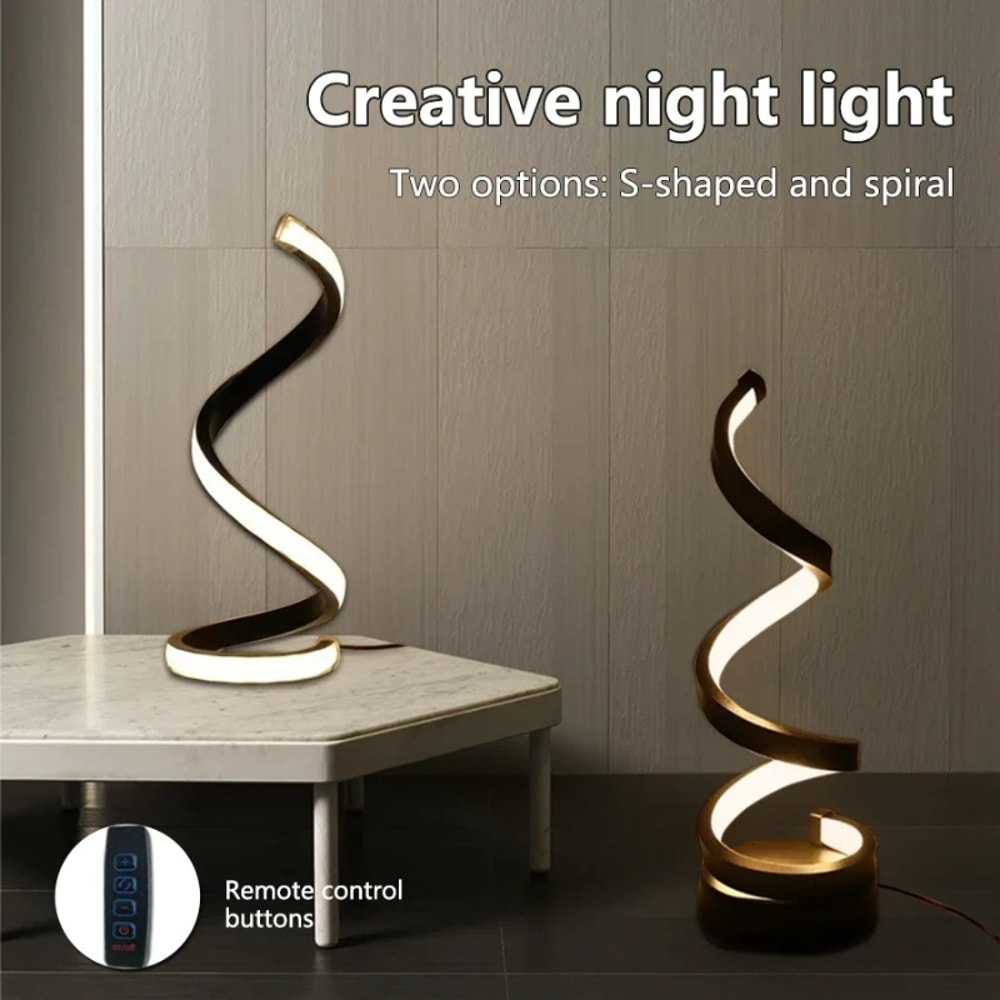 Modern LED Spiral Table Lamp Three Speed Dimming USB Power Button Switch Bedroom Decorative Light 1