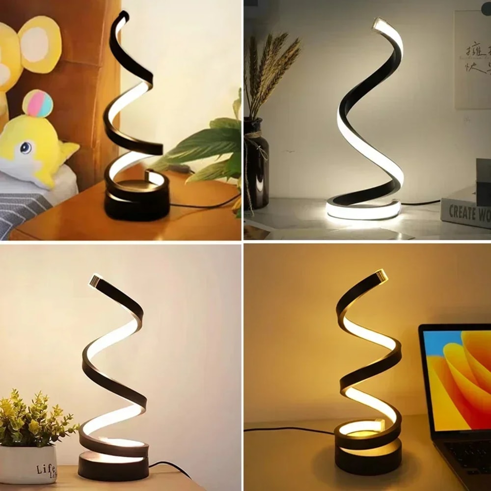 Modern LED Spiral Table Lamp Three Speed Dimming USB Power Button Switch Bedroom Decorative Light 2