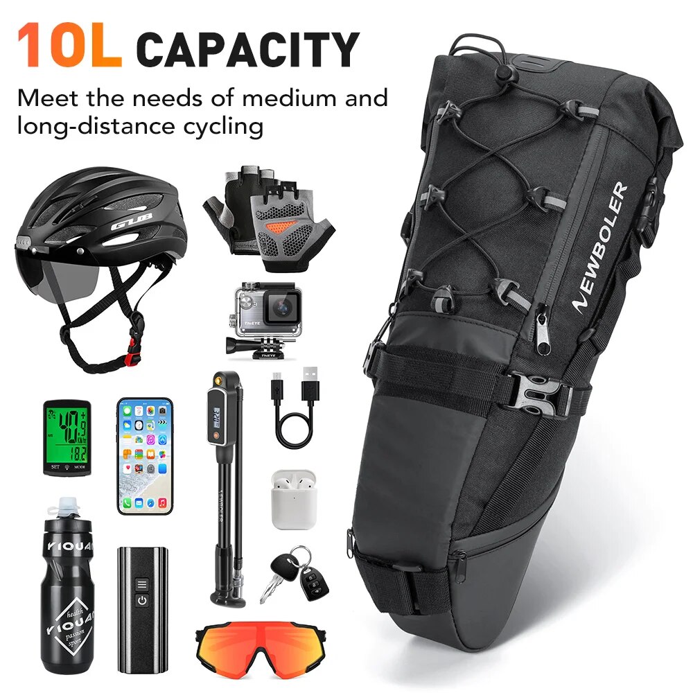 Waterproof Bike Bag Large Capacity Bicycle Saddle Bag MTB Road Trunk Foldable Tail Bag