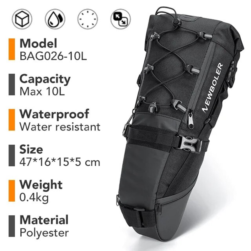 Waterproof Bike Bag Large Capacity Bicycle Saddle Bag MTB Road Trunk Foldable Tail Bag