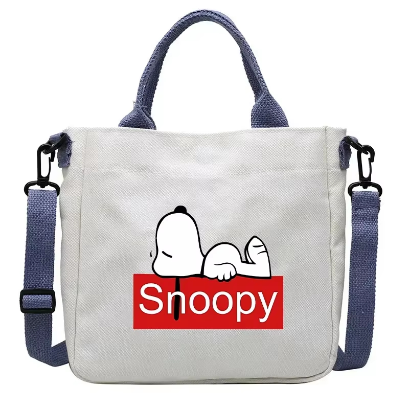 Snoopy Canvas Totes Bag Cute Cartoon Print One Shoulder Bag Large Capacity Satchel Crossbody For Gi