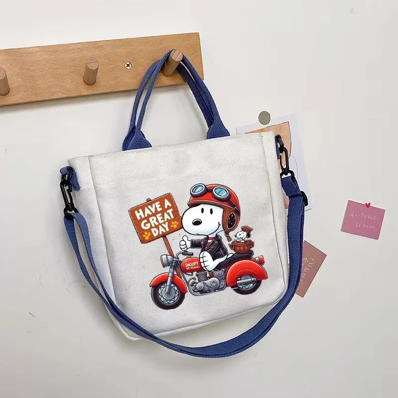 Snoopy Canvas Totes Bag Cute Cartoon Print One Shoulder Bag Large Capacity Satchel Crossbody For Gi