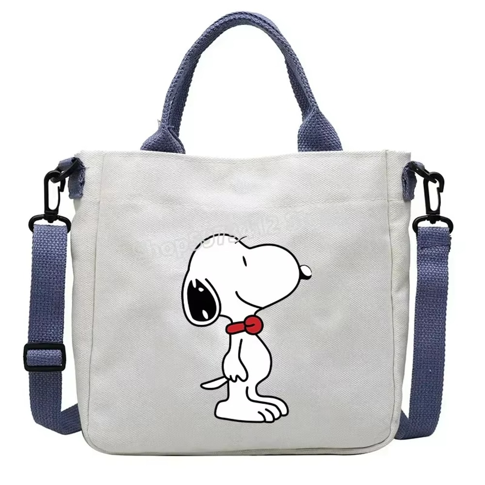 Snoopy Canvas Totes Bag Cute Cartoon Print One Shoulder Bag Large Capacity Satchel Crossbody For Gi