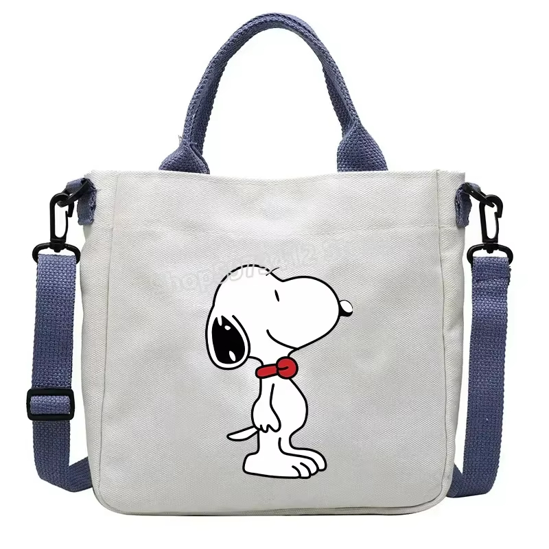 Snoopy Canvas Totes Bag Cute Cartoon Print One Shoulder Bag Large Capacity Satchel Crossbody For Gi