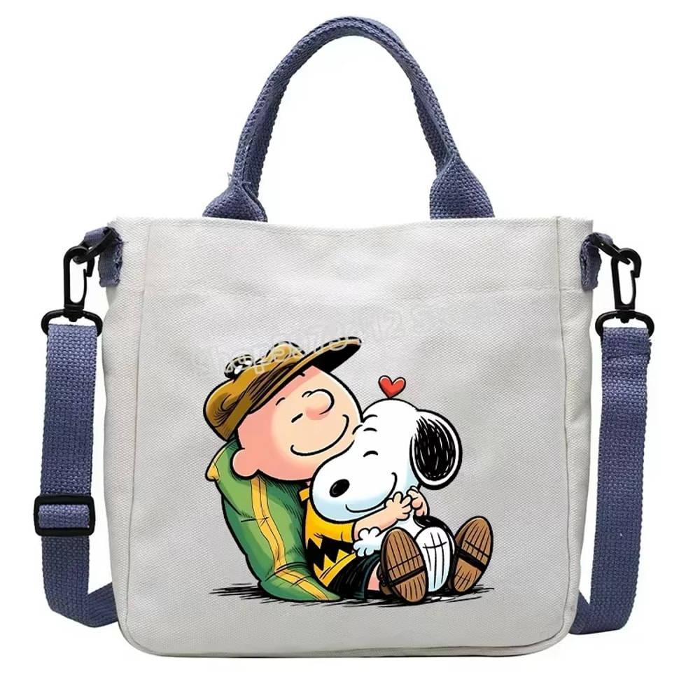 Snoopy Canvas Totes Bag Cute Cartoon Print One Shoulder Bag Large Capacity Satchel Crossbody For Gi