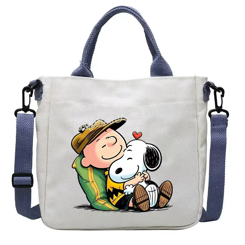 Snoopy Canvas Totes Bag Cute Cartoon Print One Shoulder Bag Large Capacity Satchel Crossbody For Gi