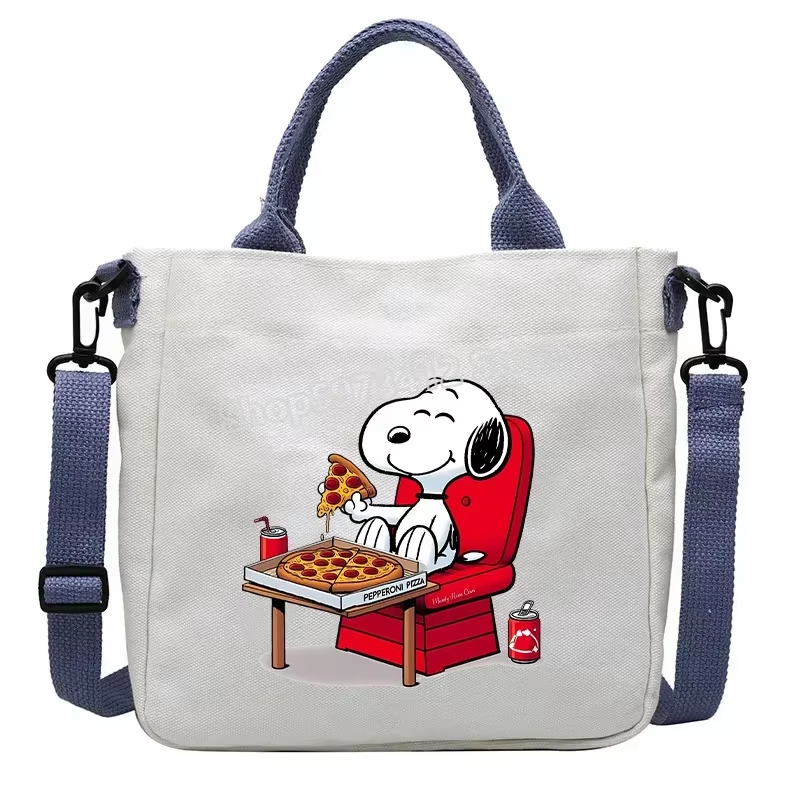Snoopy Canvas Totes Bag Cute Cartoon Print One Shoulder Bag Large Capacity Satchel Crossbody For Gi