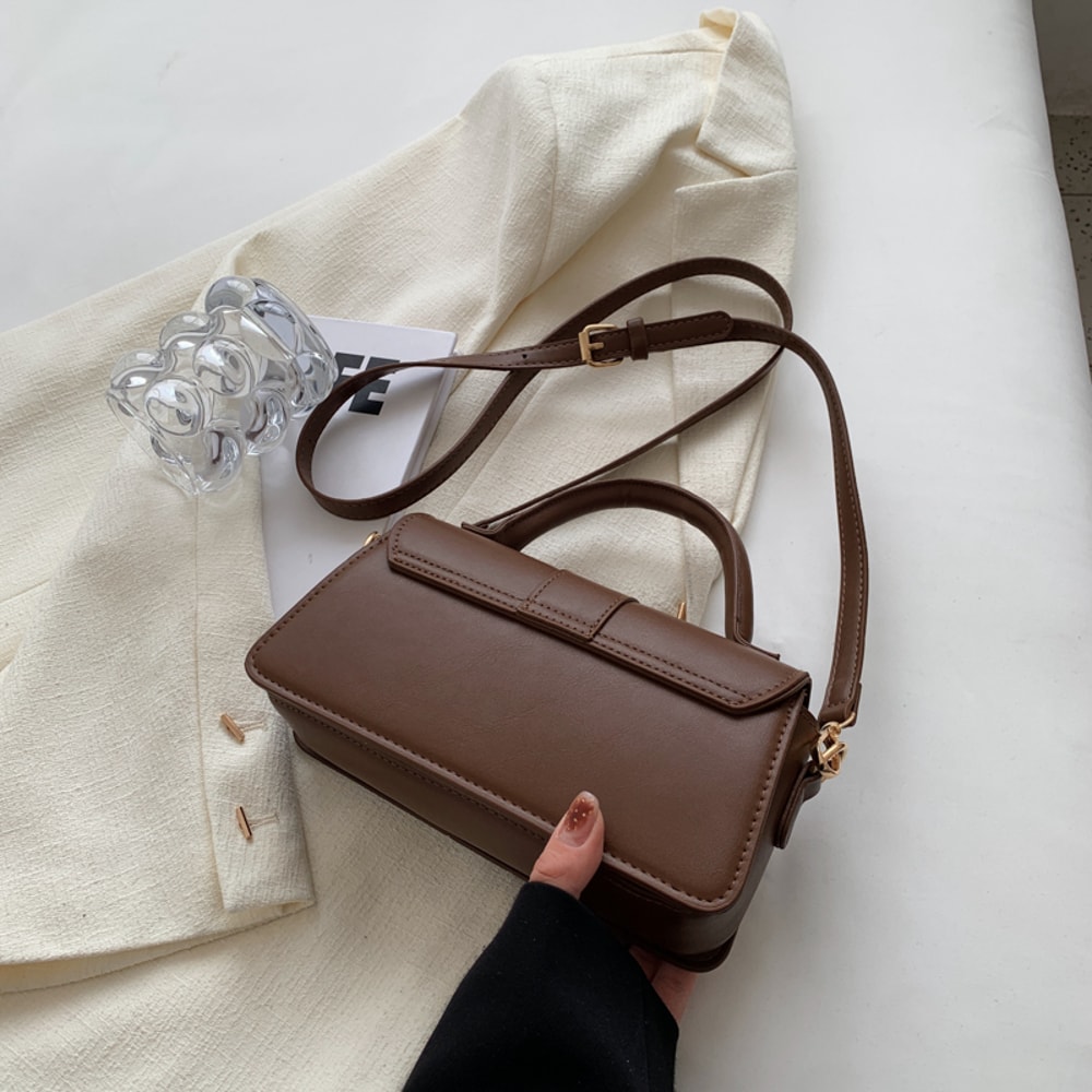 Fashion Crossbody Bags PU Leather Shoulder Bag For Women Vintage Underarm Satchel Square Handbag 1