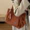 Retro Multi Pockets Handbag Simple Corduroy Tote Bag Solid Color Shoulder Bag For School Work Shopp 2