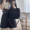 Cute Small Canvas Tote Bag With Pockets Crossbody Bags For Women Office Work Handbags Shoulder Purs 1
