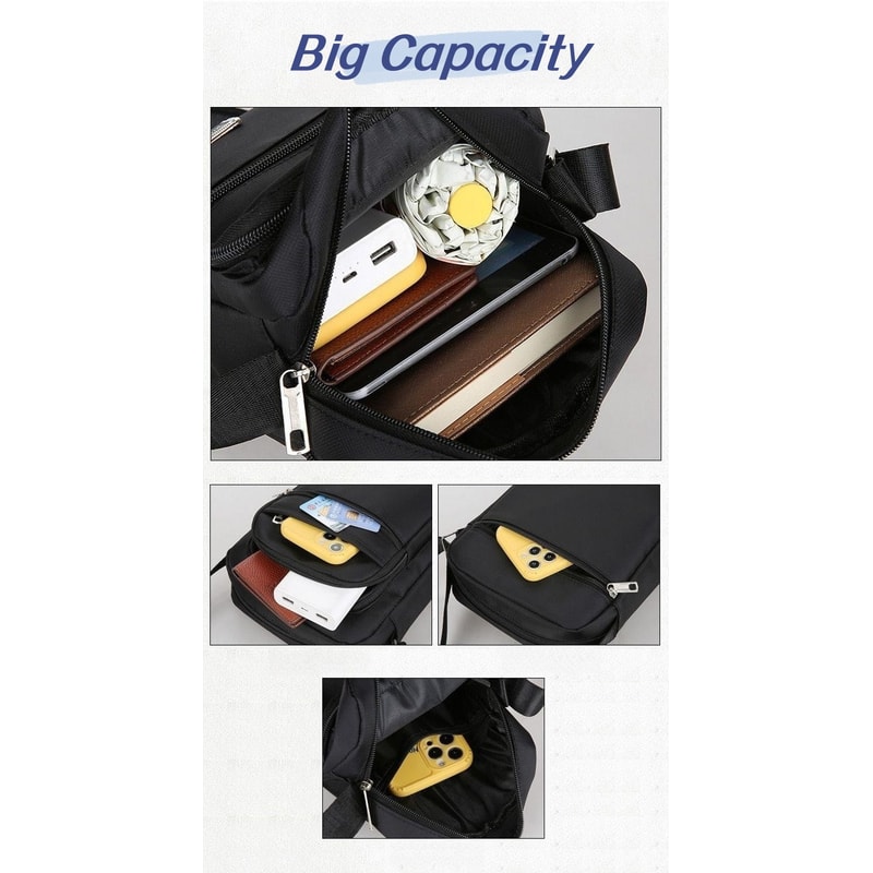 Waterproof Nylon Crossbody Bag Large Satchel Messenger Shoulder Bags For Men Casual Travel Handbags 3