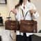 Trendy Luxury Women Messenger Bags Soft Leather Brown Suede Hand Held Totes With Gold Buckle Should 3