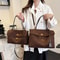 Trendy Luxury Women Messenger Bags Soft Leather Brown Suede Hand Held Totes With Gold Buckle Should 3