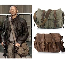 men messenger bag genuine leather canvas shoulder crossbody sling casual satchel