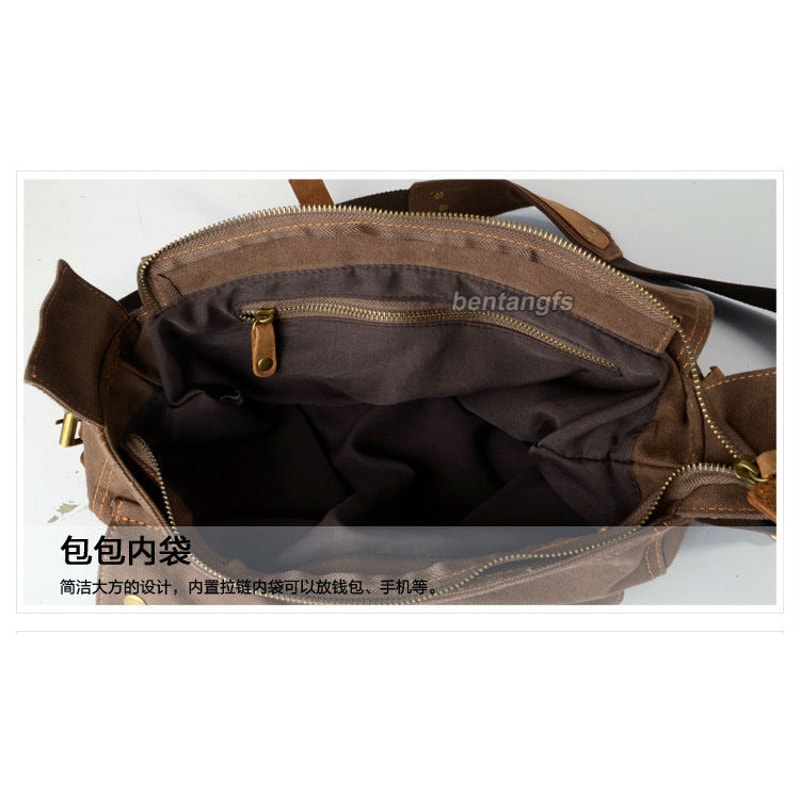 Men Messenger Bag Genuine Leather Canvas Shoulder Crossbody Sling Casual Satchel 2