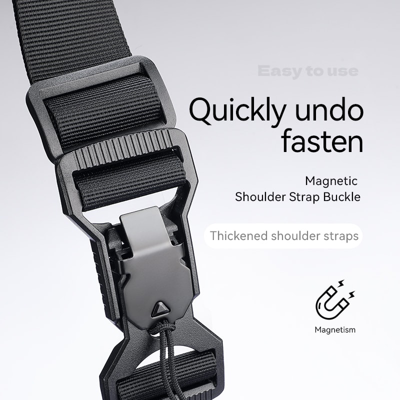 Large Capacity Waterproof Mens Crossbody Bag Zipper Black Satchel With Magnetic Buckle 3