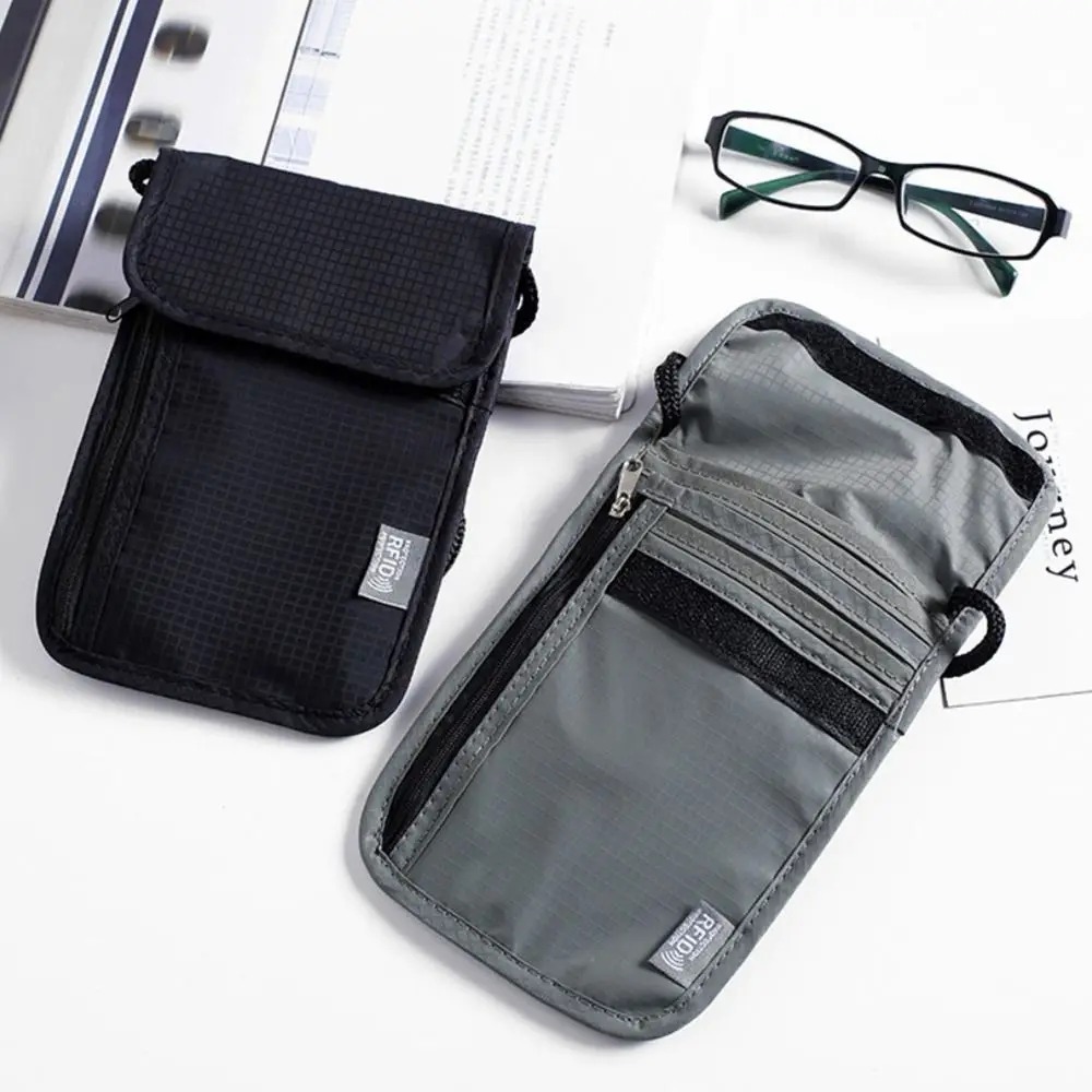 Black Waterproof Nylon Travel Storage Bag Card Neck Wallet Money And Passport Pouch Travel Document 2