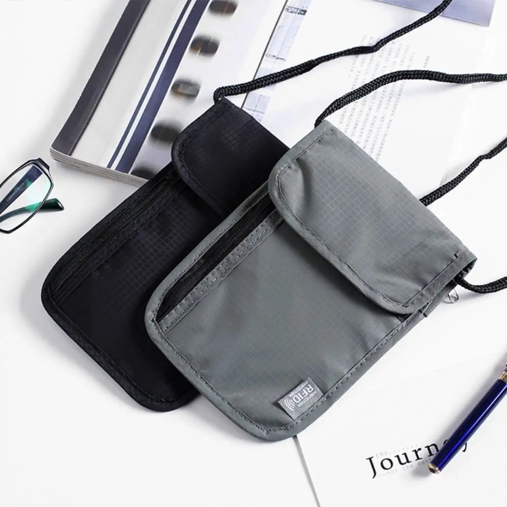 Black Waterproof Nylon Travel Storage Bag Card Neck Wallet Money And Passport Pouch Travel Document 3