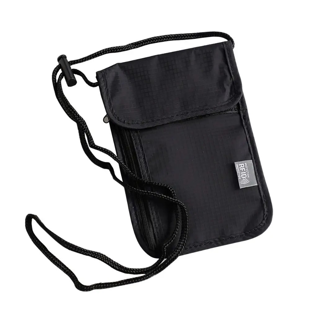 Black Waterproof Nylon Travel Storage Bag Card Neck Wallet Money And Passport Pouch Travel Document 0