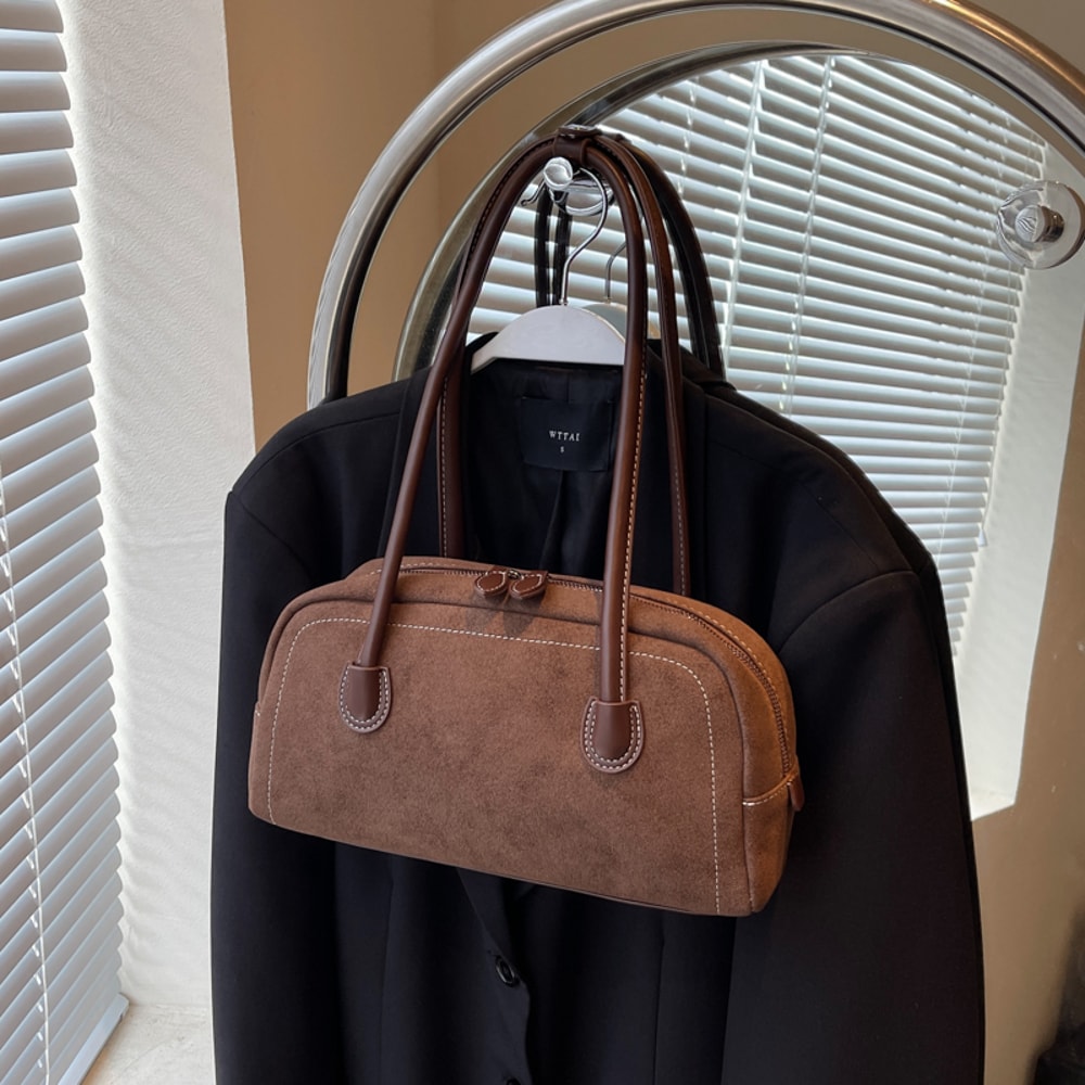 Designer Brand Women Shoulder Bag Multi Pocket Faux Suede Satchel Bag Zipper Purse For Ladies Under 2