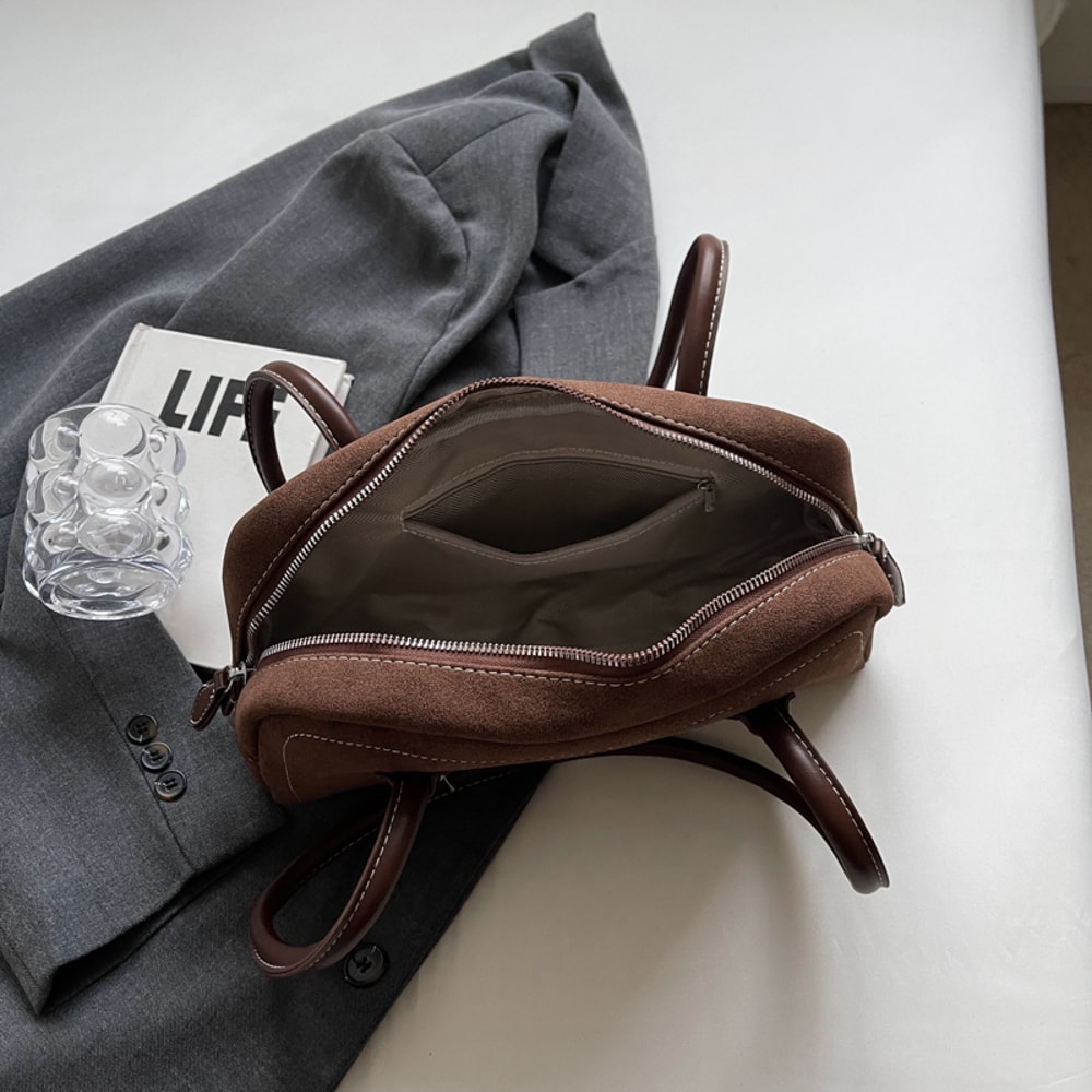 Designer Brand Women Shoulder Bag Multi Pocket Faux Suede Satchel Bag Zipper Purse For Ladies Under 1