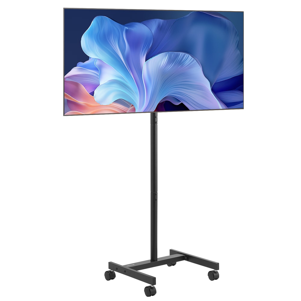 Mobile TV Stand On Wheels Rolling TV Cart With Adjustable Height Portable Stand For Living Room Bed 0