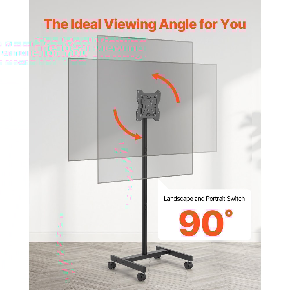 Mobile TV Stand On Wheels Rolling TV Cart With Adjustable Height Portable Stand For Living Room Bed 4