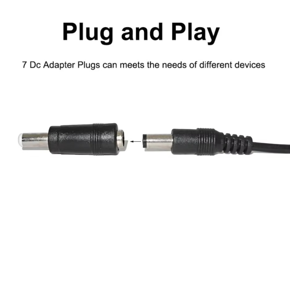 Universal USB Power Cable To DC Jack Charging Cord With Selectable Tips For CCTV Cameras And TV Box 1