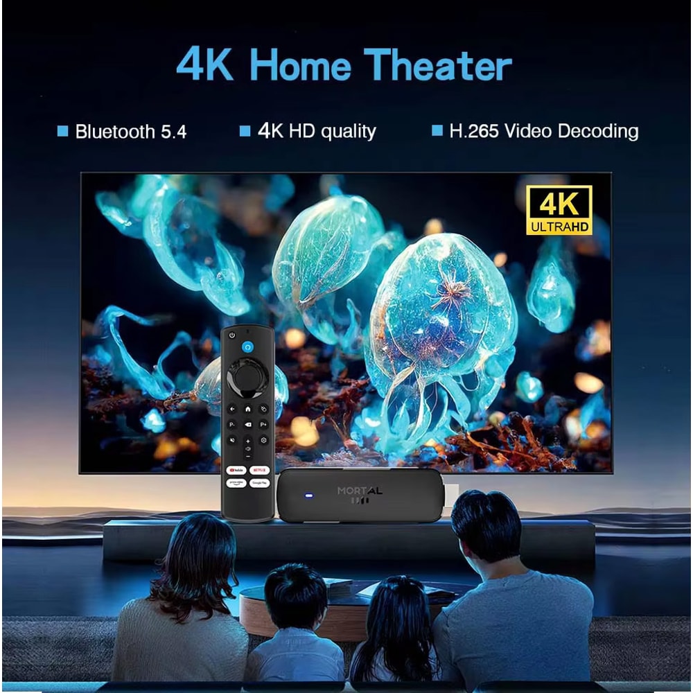 Mortal Android TV Stick Home Theater Support Wifi Voice Remote Allwinner Quad Core 2