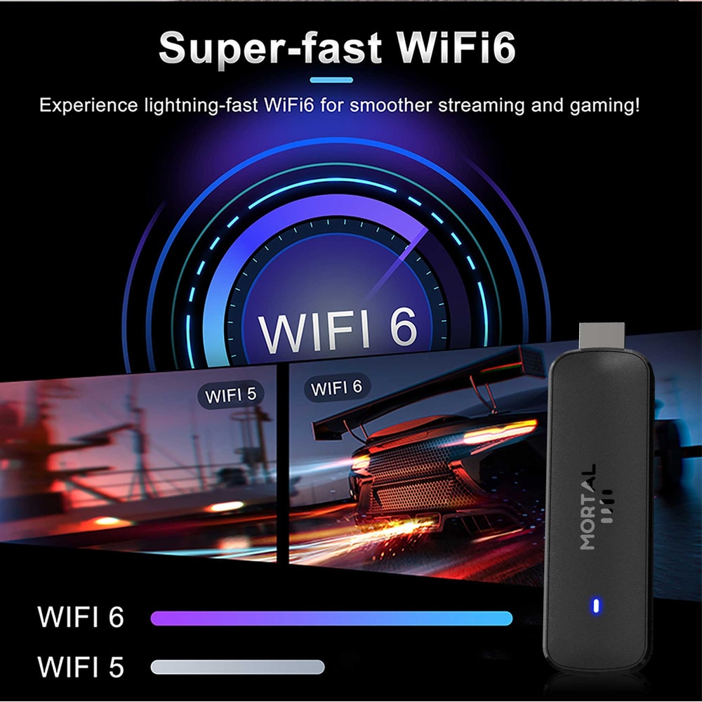 Mortal Android TV Stick Home Theater Support Wifi Voice Remote Allwinner Quad Core 3