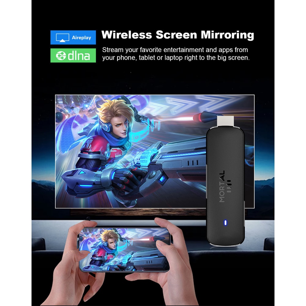 Mortal Android TV Stick Home Theater Support Wifi Voice Remote Allwinner Quad Core 5