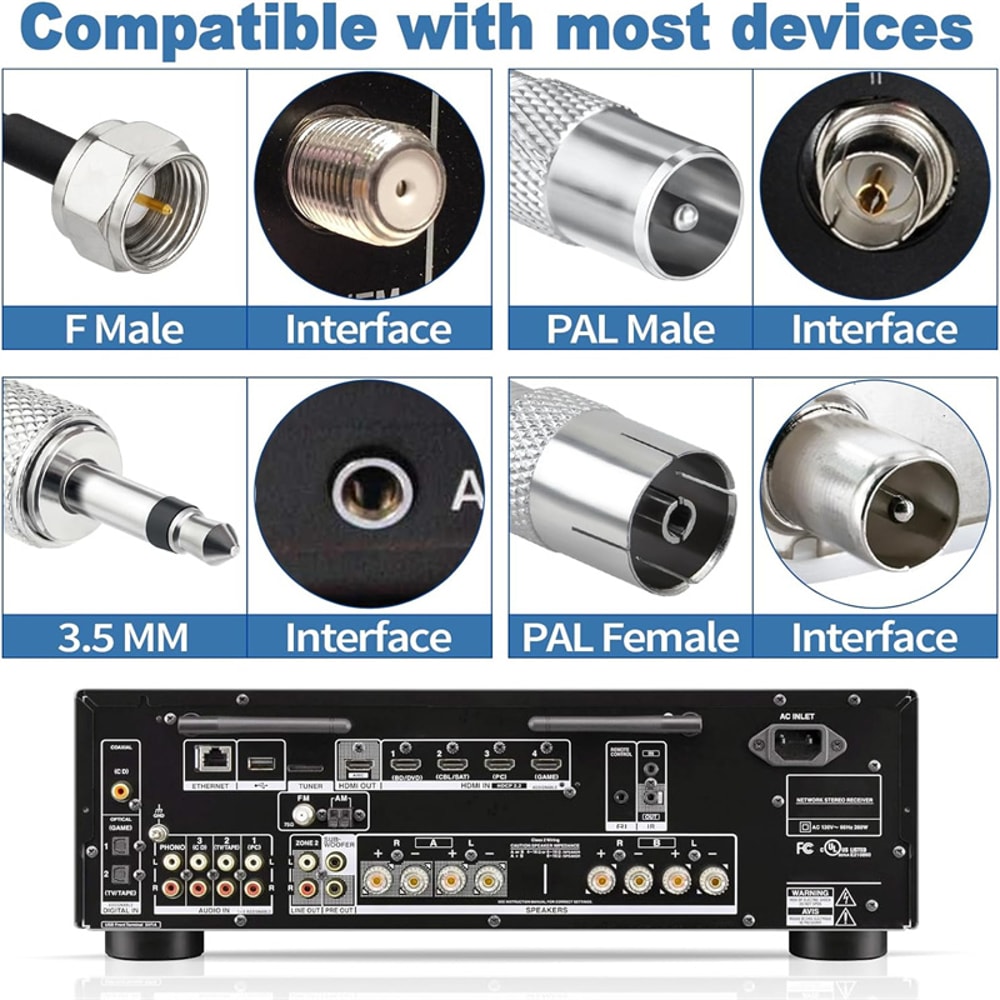 FM Radio Antenna FHead Sheep Horn Antenna F Female Head For Car FM TV Radio Station 2