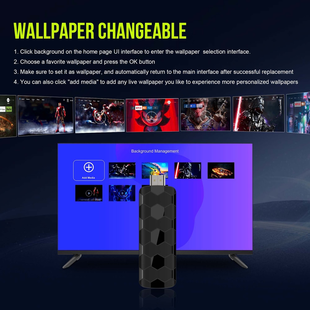 Mini TV Stick Wifi Android ATV RAM ROM Voice Remote Global Streaming TV Box 2