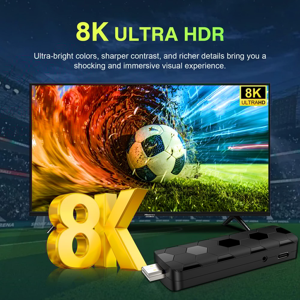 Mini TV Stick Wifi Android ATV RAM ROM Voice Remote Global Streaming TV Box 3