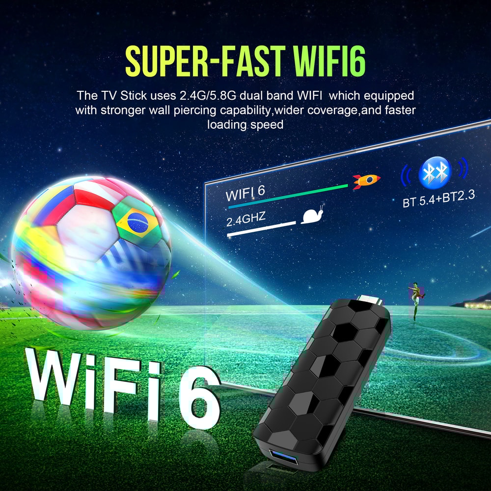 Mini TV Stick Wifi Android ATV RAM ROM Voice Remote Global Streaming TV Box 4