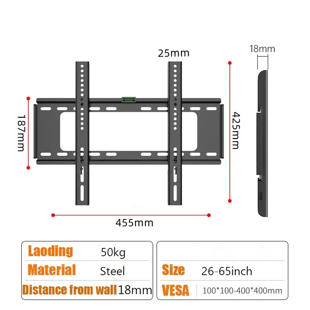 Universal TV Wall Mount Bracket For TV Adjustable Low Profile Flat TV Mount For LCD LED Monitor 4