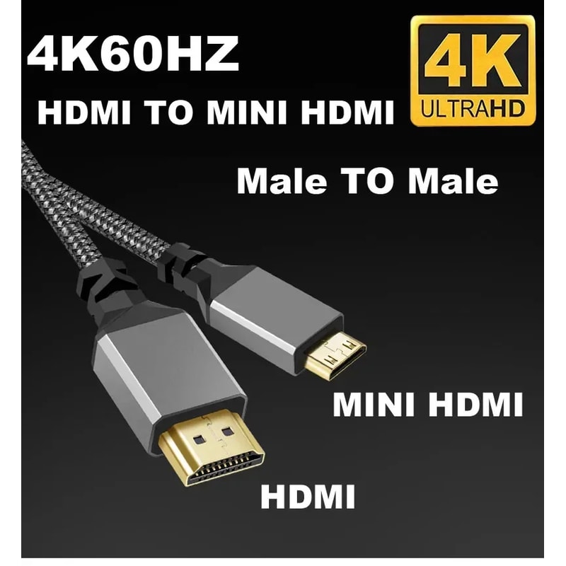 Mini HDMI To HDMI Extension Cable Male To Male Plug Nylon Braid HD Compatible For TV HDTV 2