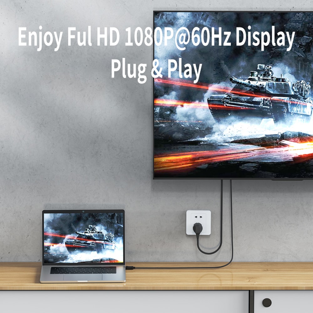 HD HDMI to VGA Adapter Converter for Laptop PC TV Projector Monitor Display