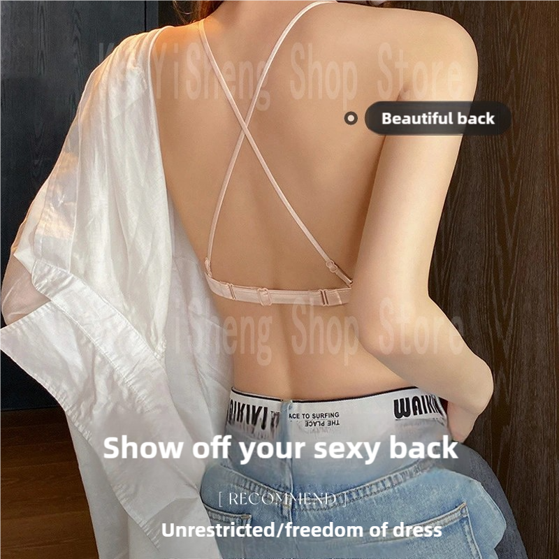Thin Straps Sexy Back Womens Underwear No Underwire Front Buckle Bikini Bra For Small Breasts 2