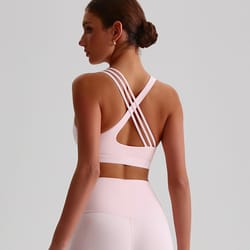 high strength shoulder strap fitness bra solid color women cross back gym yoga sport top underwear