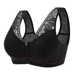 breathable sports yoga bra front zipper cotton cups no steel ring lace large size underwear tank top women