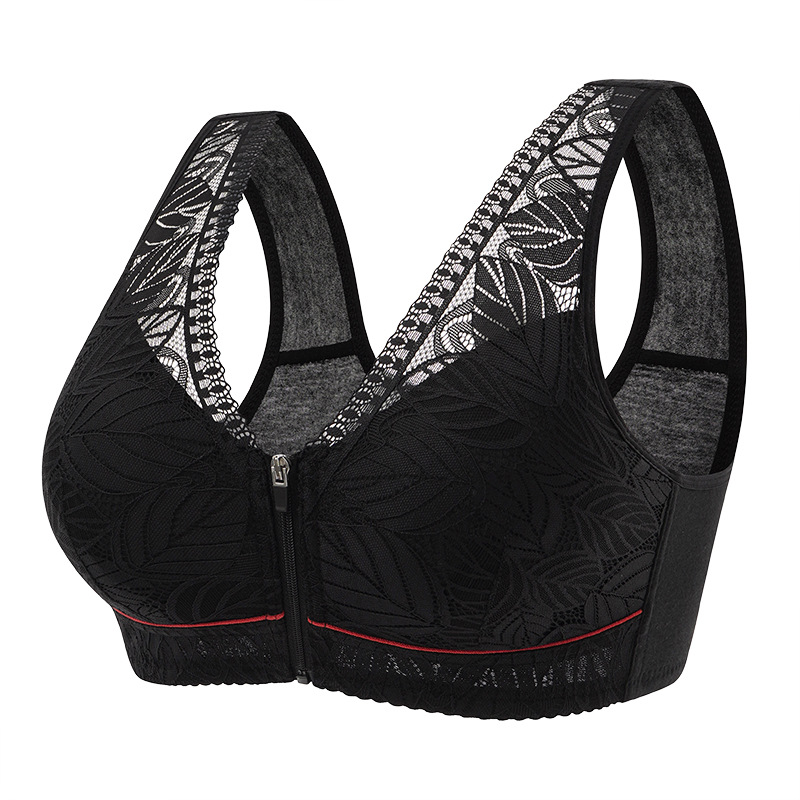 Breathable Sports Yoga Bra Front Zipper Cotton Cups No Steel Ring Lace Large Size Underwear Tank To 0