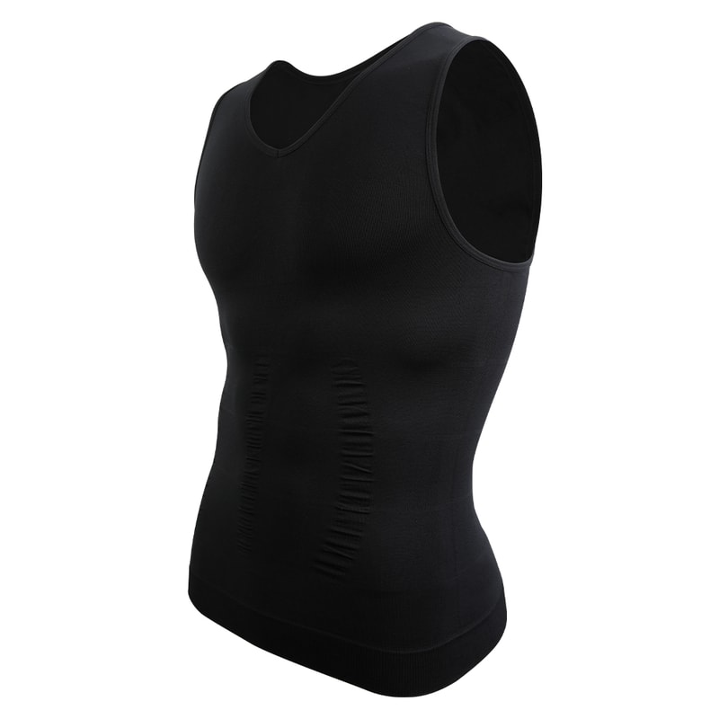 Mens Compression Slimming Shirt V Neck Body Shaper Muscle Tank Top Tummy Vest Shapewear 5