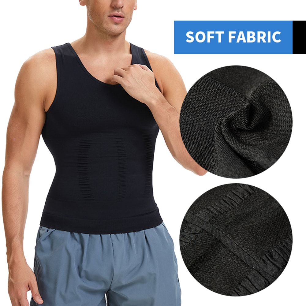Mens Compression Slimming Shirt V Neck Body Shaper Muscle Tank Top Tummy Vest Shapewear 4
