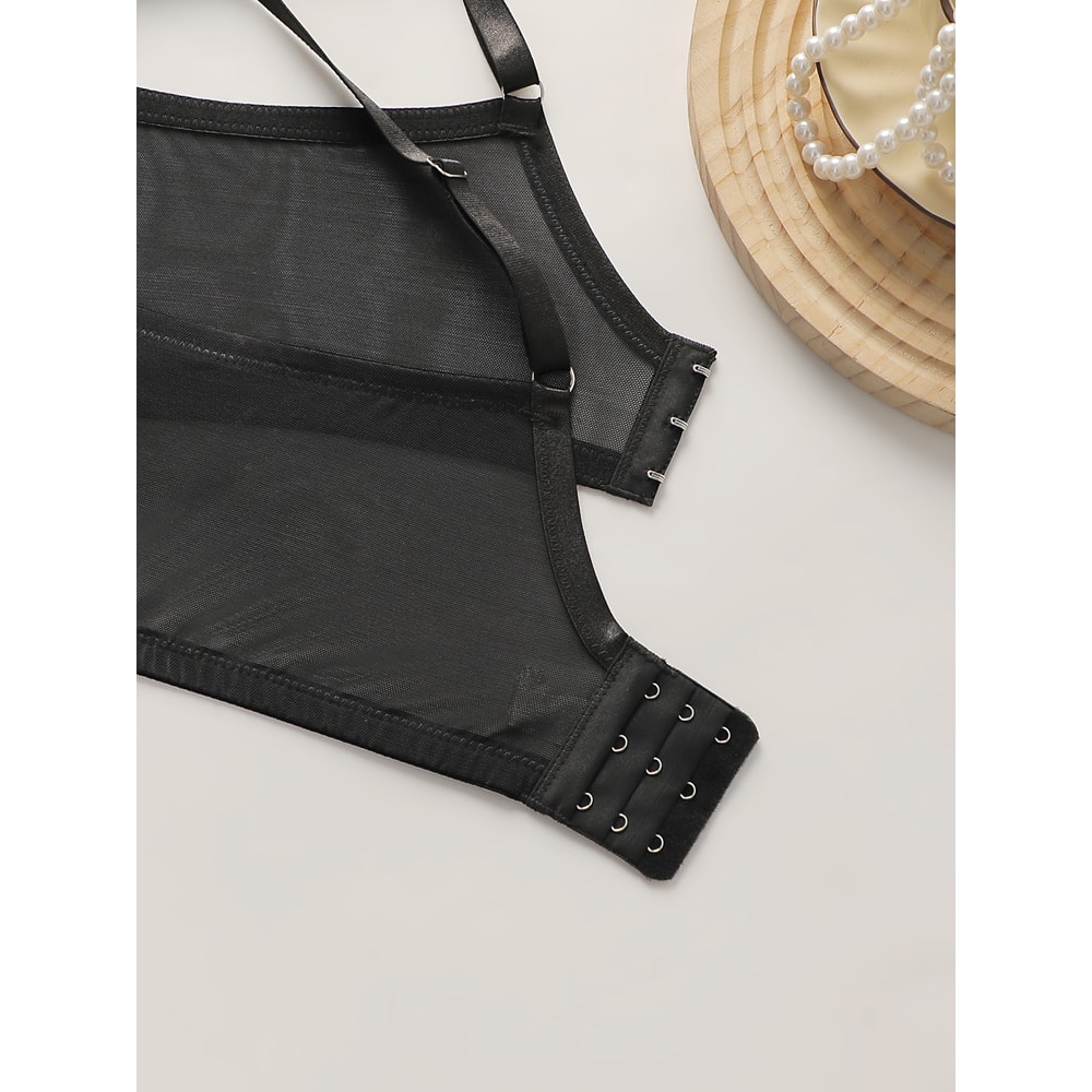 Sexy Red Lips Heart-Shaped Lace Bra Women's Plus Size Deep V Hanging Neck Steel Rimmed Push-Up Bra