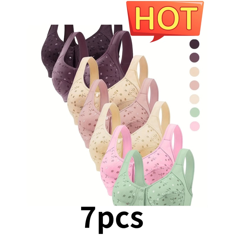 Elegant Floral Bra For Women Adjustable Pressurized Support Breathable Front Buckle Bra For Breastf 1